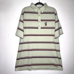 Disney Fashions Vintage Green Red Striped Mickey Mouse Golf Shirt Polo size xl